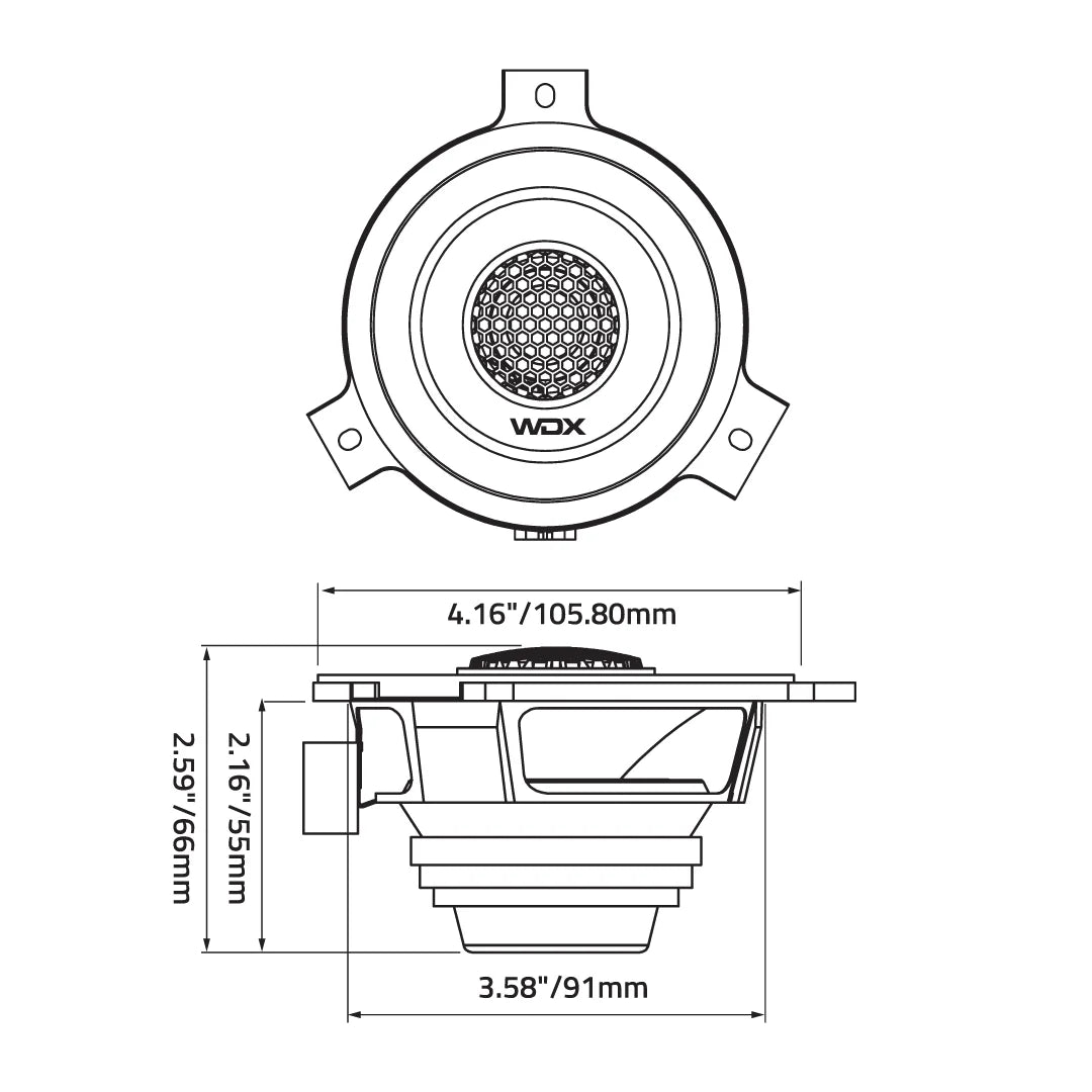 WDX4-JP Bocinas Coaxiales DB Drive NEO para Jeep 4 Pulgadas